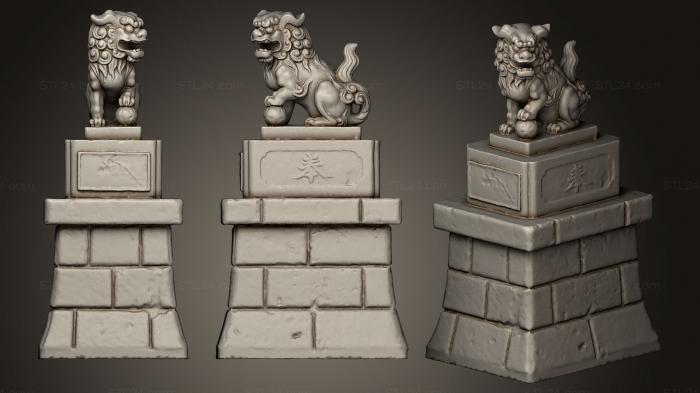 Figurines lions tigers sphinxes (Two Komainu 5, STKL_0263) 3D models for cnc